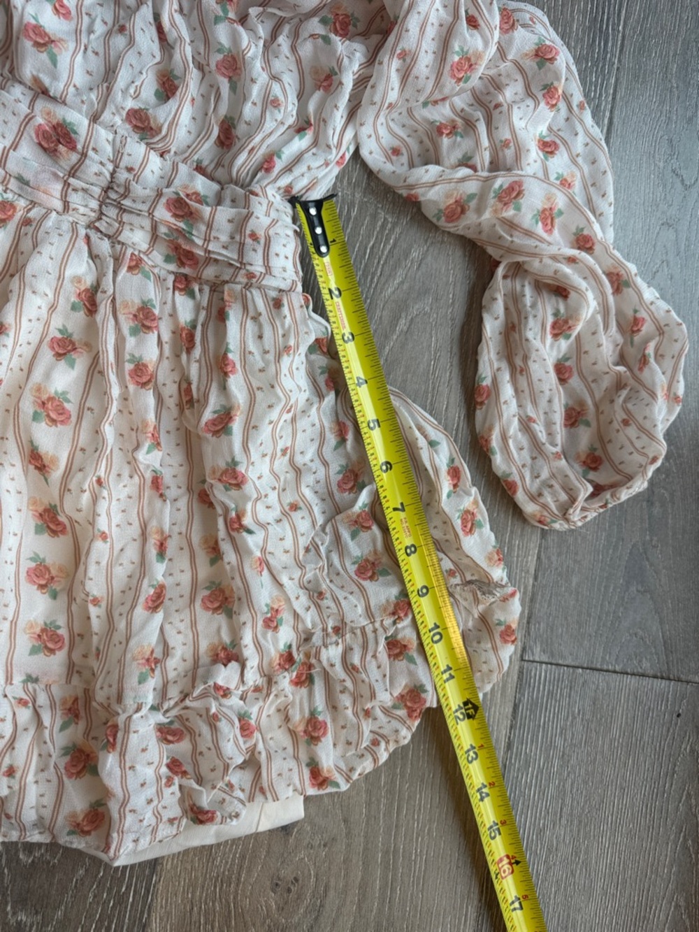 Anthropologie Cream Mini Dress with Dusty Rose Floral Print 0451 - Picture 6 of 10